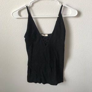 Tank top with crisscross front detailing (Black)